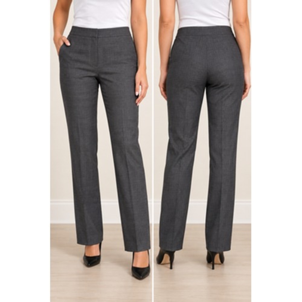 Lafayette 148 New York Barrow Pants Womens 12 Gray Straight Leg Dress Trousers
